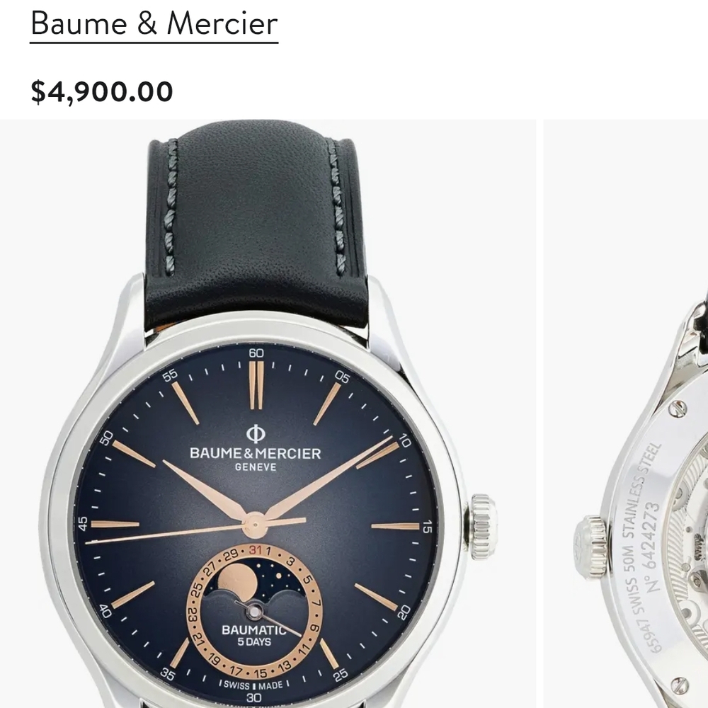 Baume & Mercier Black and Silver Men's Watch